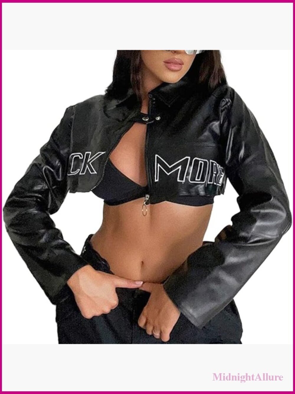 Gothic Faux Leather Crop Motorcycle Jacket Zip Up Punk Moto